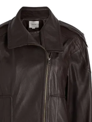Veste En Cuir Vince Taupe - Taille XS, Style Biker, Doublure Coton - Occasion Très Bon état