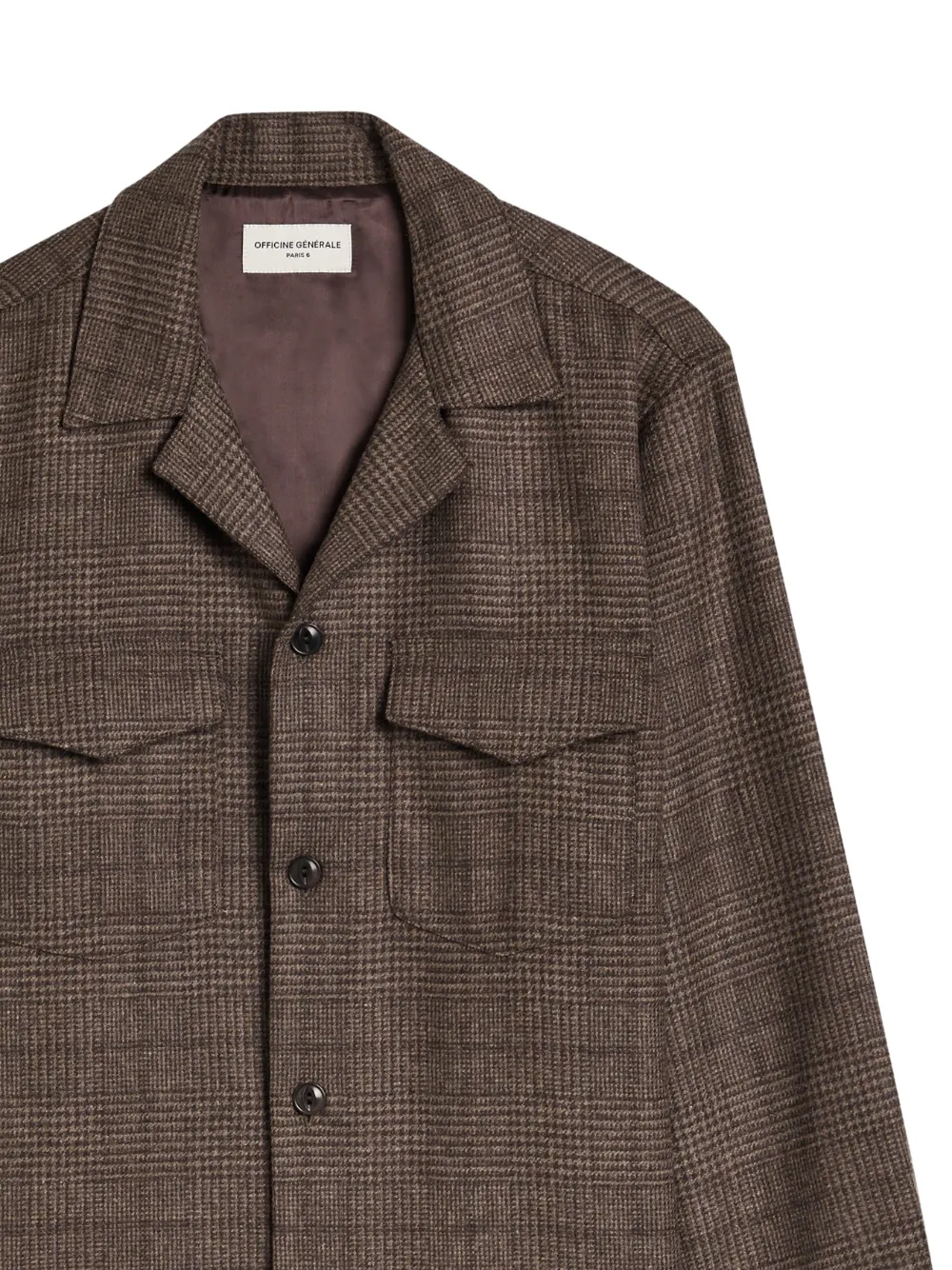 Officine Generale Judas geruit overhemd met klepzak - Bruin