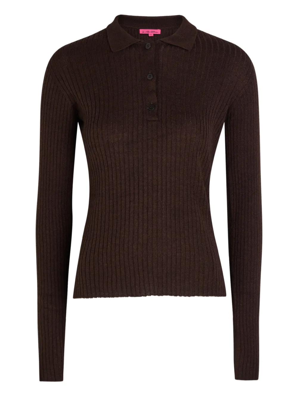 The Elder Statesman ribbed polo top - Marrone