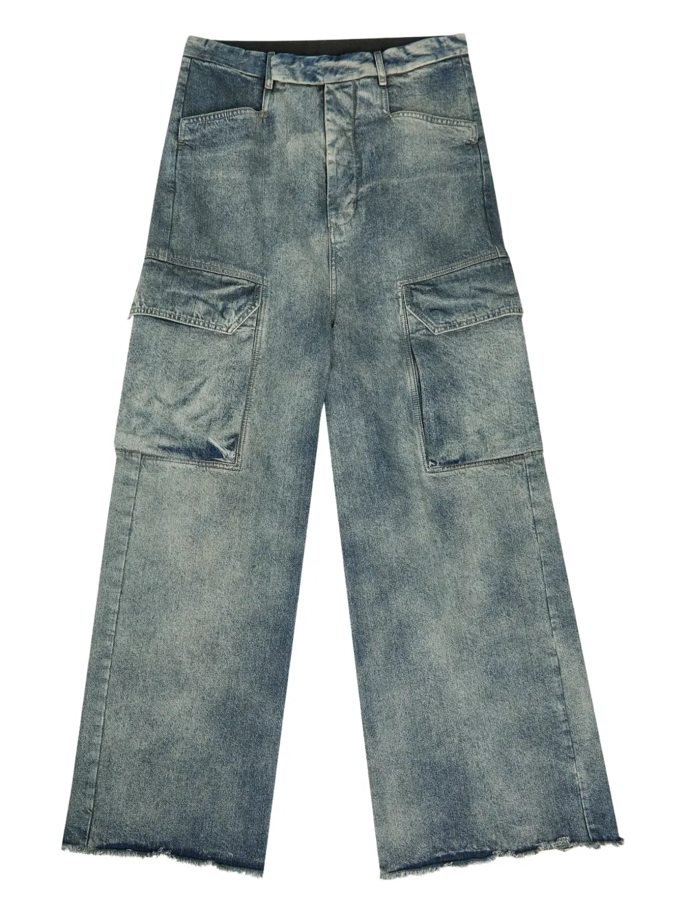 Rick Owens cargo frayed jeans - Blu