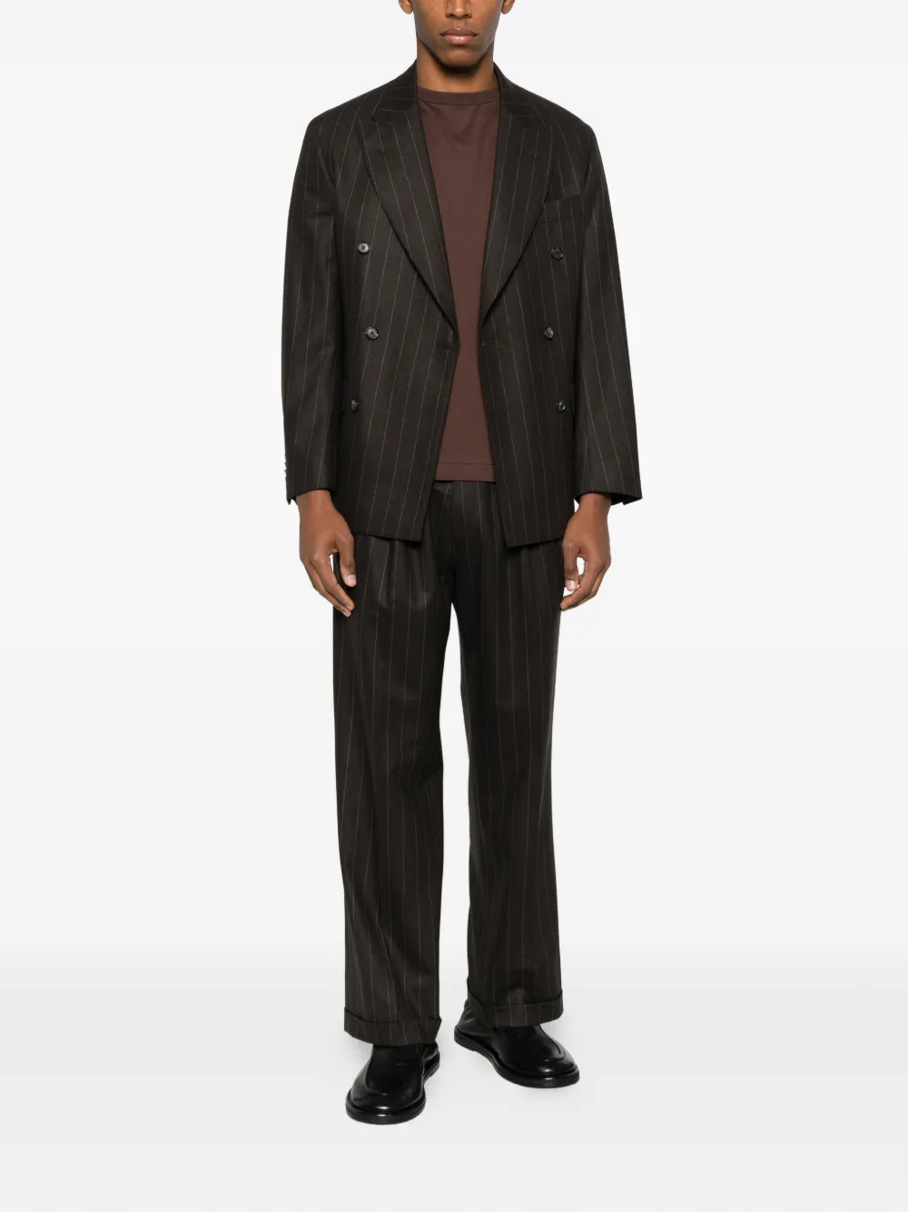 Kaptain Sunshine Pinstripe Double-breasted Jacket In Brown