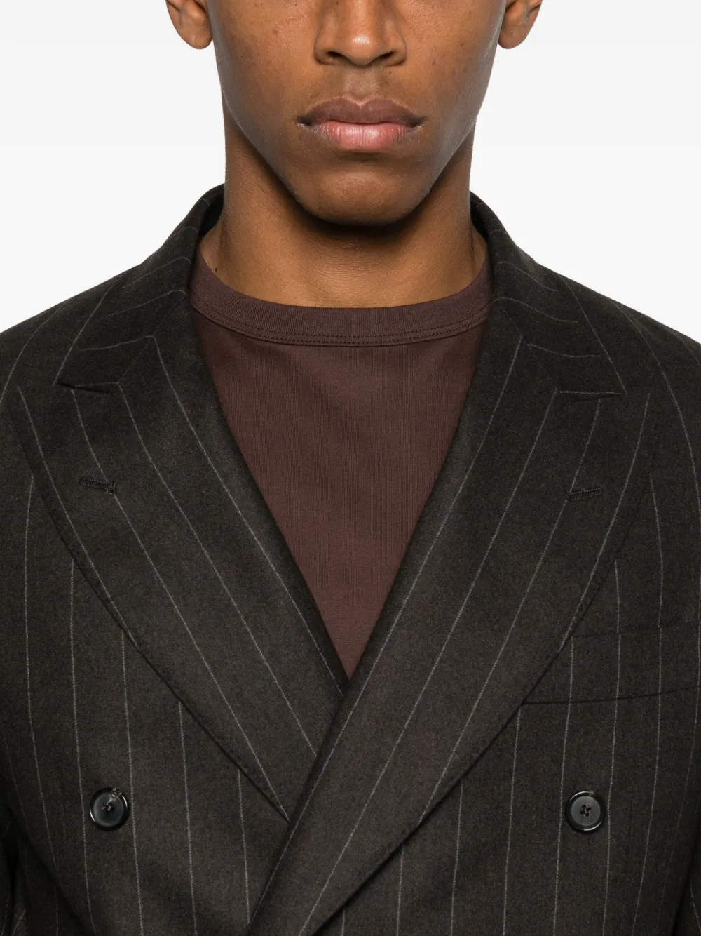Kaptain Sunshine Pinstripe Double-breasted Jacket In Brown