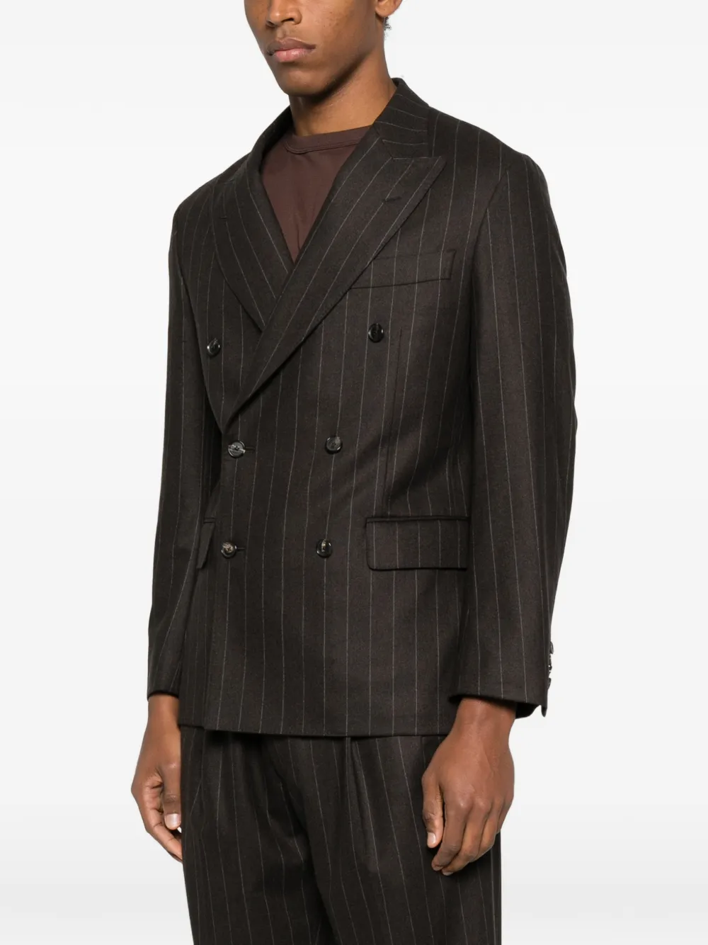Kaptain Sunshine Pinstripe Double-breasted Jacket In Brown