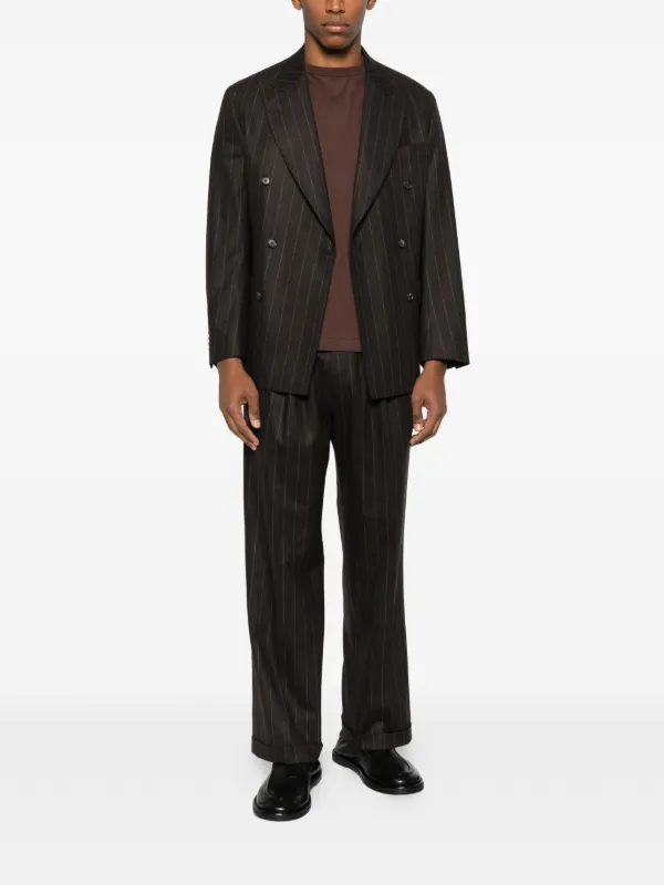 Kaptain Sunshine 2Pleats pinstripe-cuffed Trousers | Brown | FARFETCH