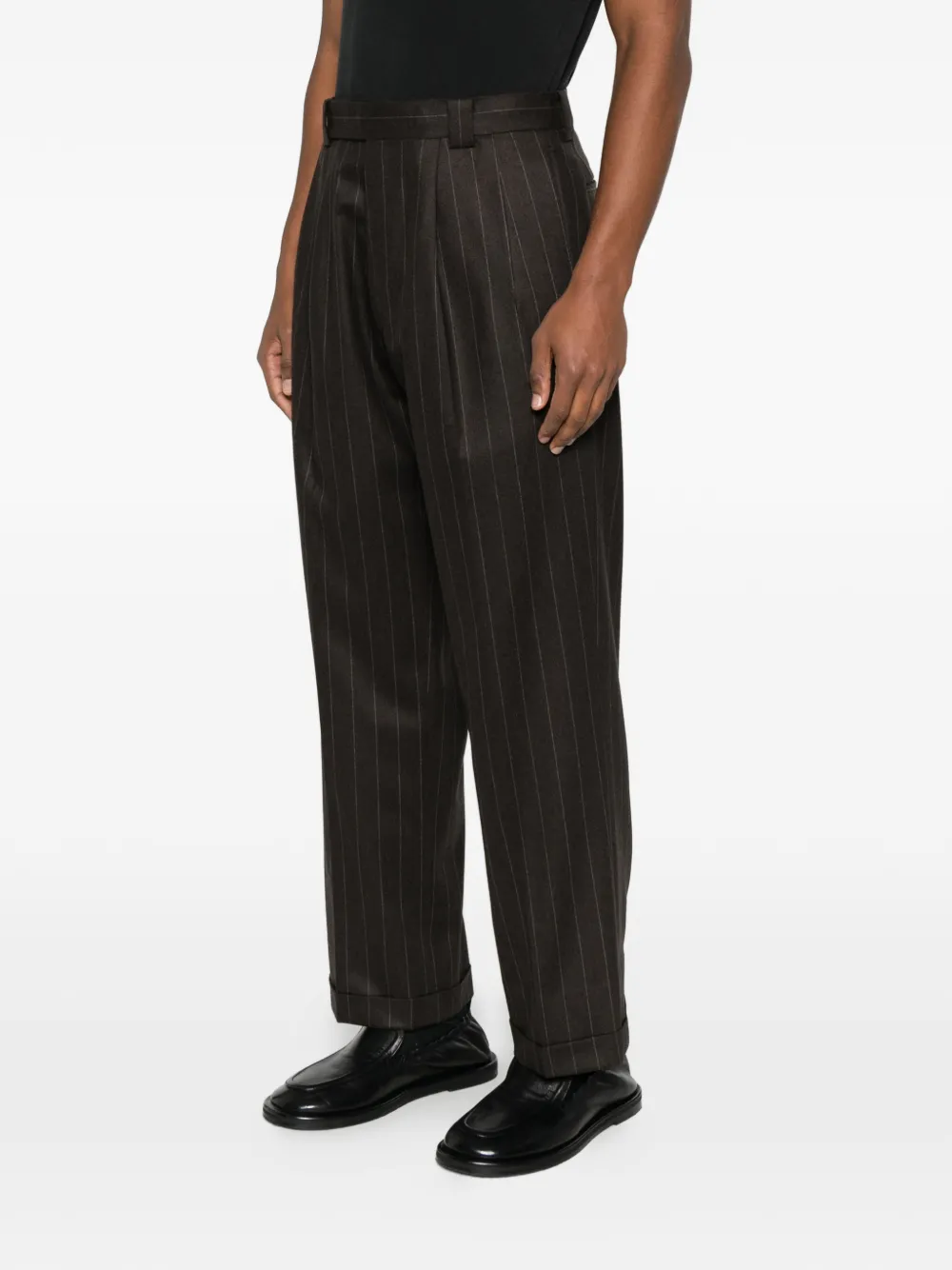 Kaptain Sunshine 2pleats Pinstripe-cuffed Trousers In Brown