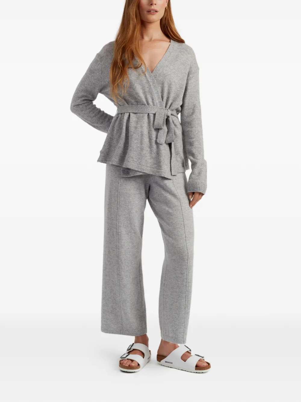 Wrap-Style Tie-Fastening Cardigan
