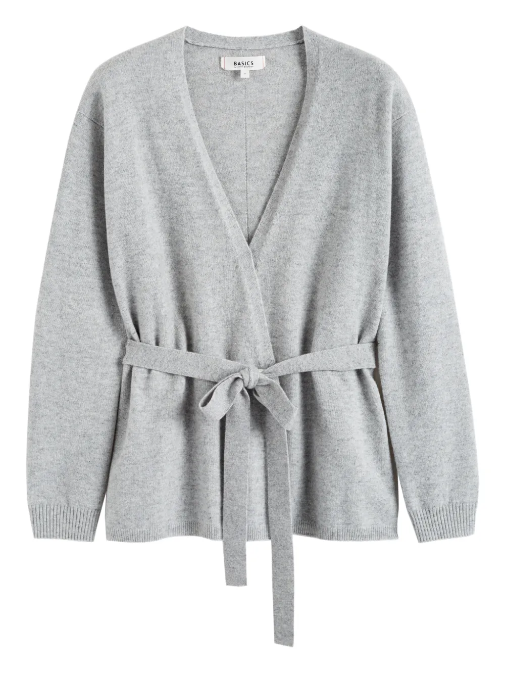 Wrap-Style Tie-Fastening Cardigan