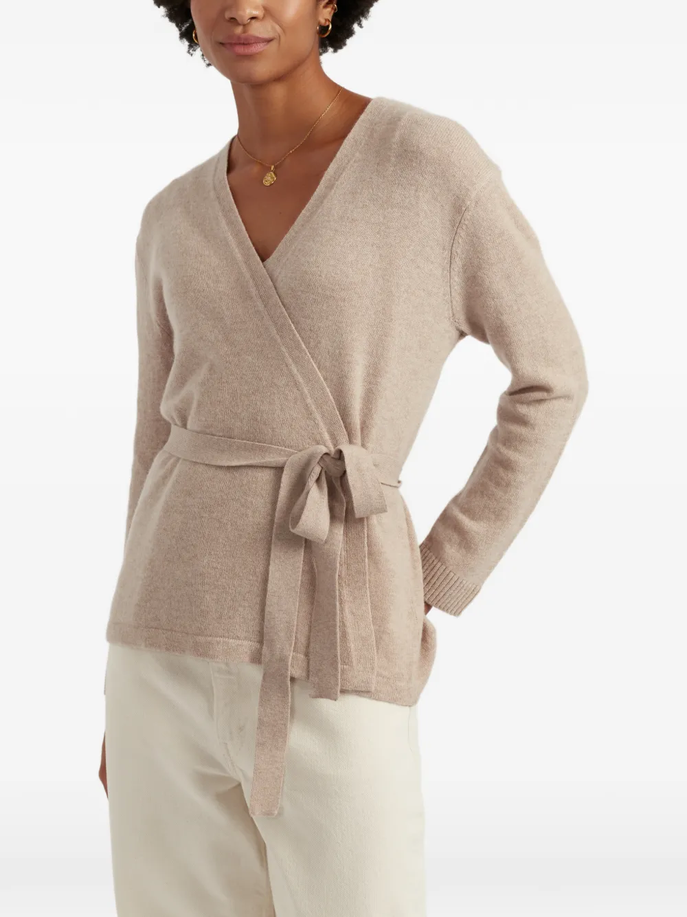 Wrap-Style Belted Cardigan