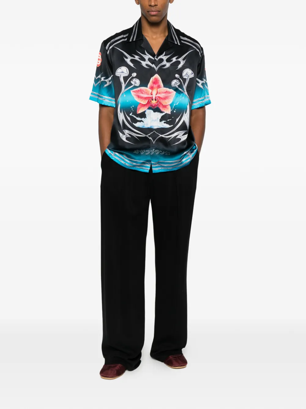 Casablanca graphic short-sleeve shirt - Zwart