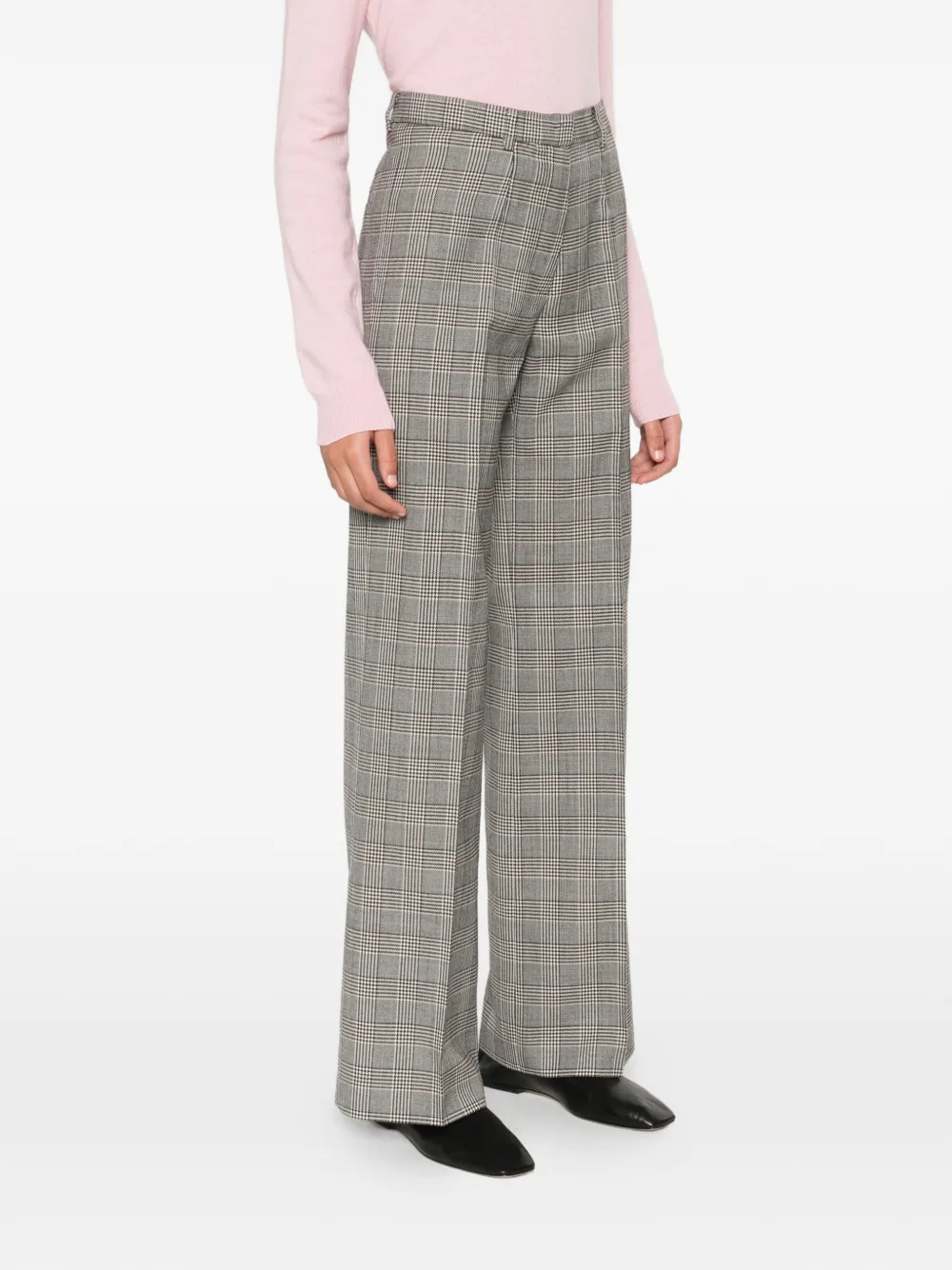  A.m.g. Checked-pattern Pleated Trousers - Grey 