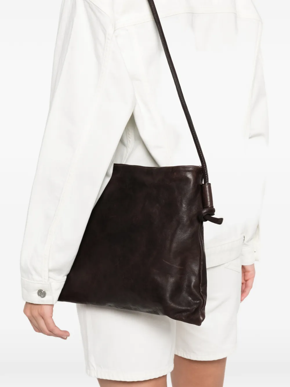 SOMMET Frida leather shoulder bag - Bruin