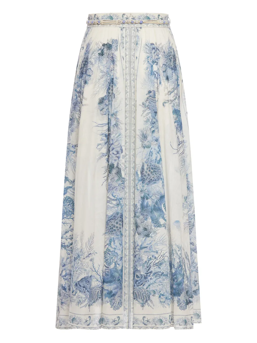 Zimmermann Drawstring Maxi Skirt In Blue