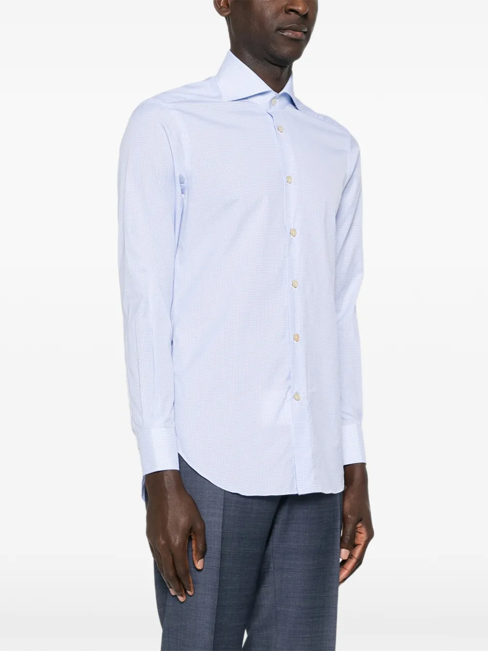  Kiton Button-up Checked Shirt - Blue 