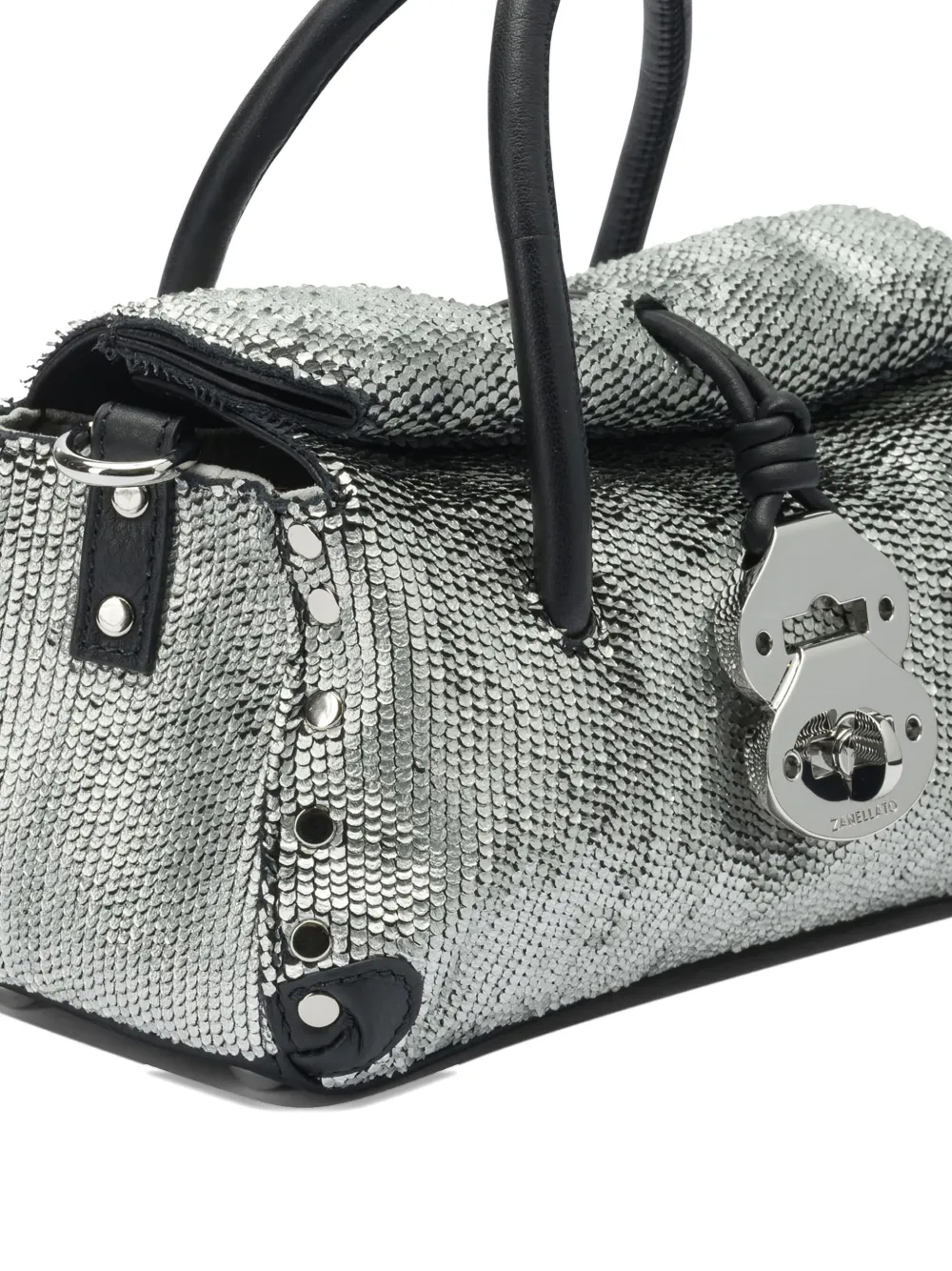 Zanellato Dotta Cbi Baby Leather Handbag In Silver