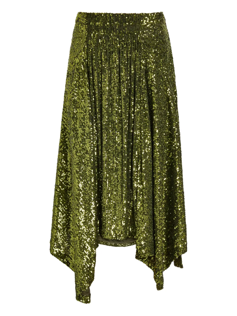 Rabanne sequined midi asymmetric skirt - Verde