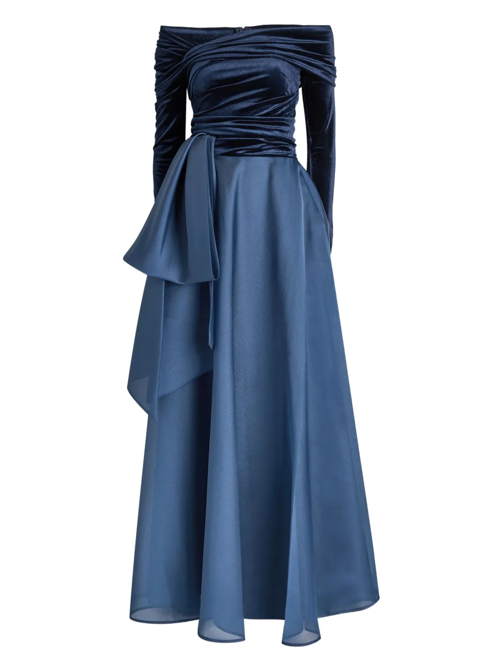 Talbot Runhof off-shoulder draped gown | bleu | Image 1