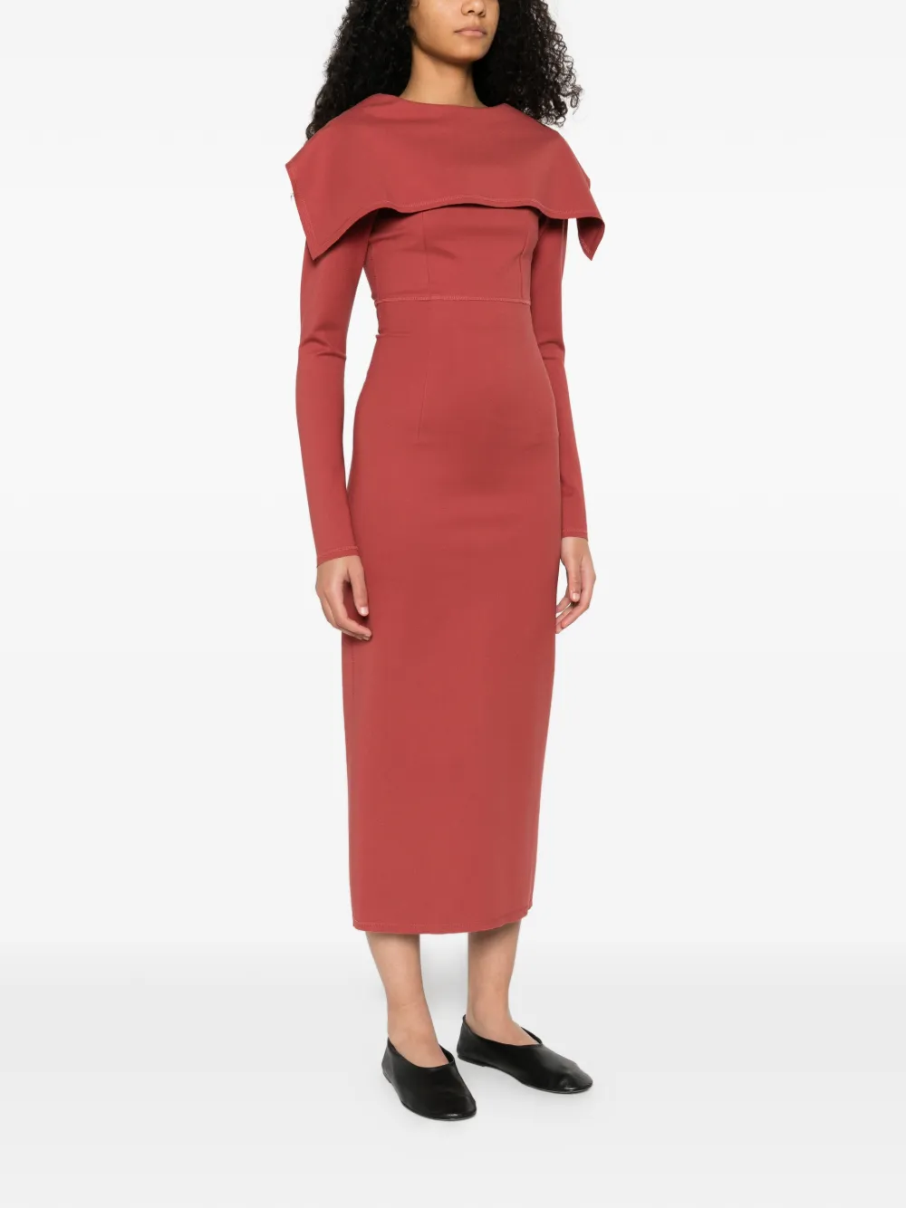 Seam-Detail Midi Dress
