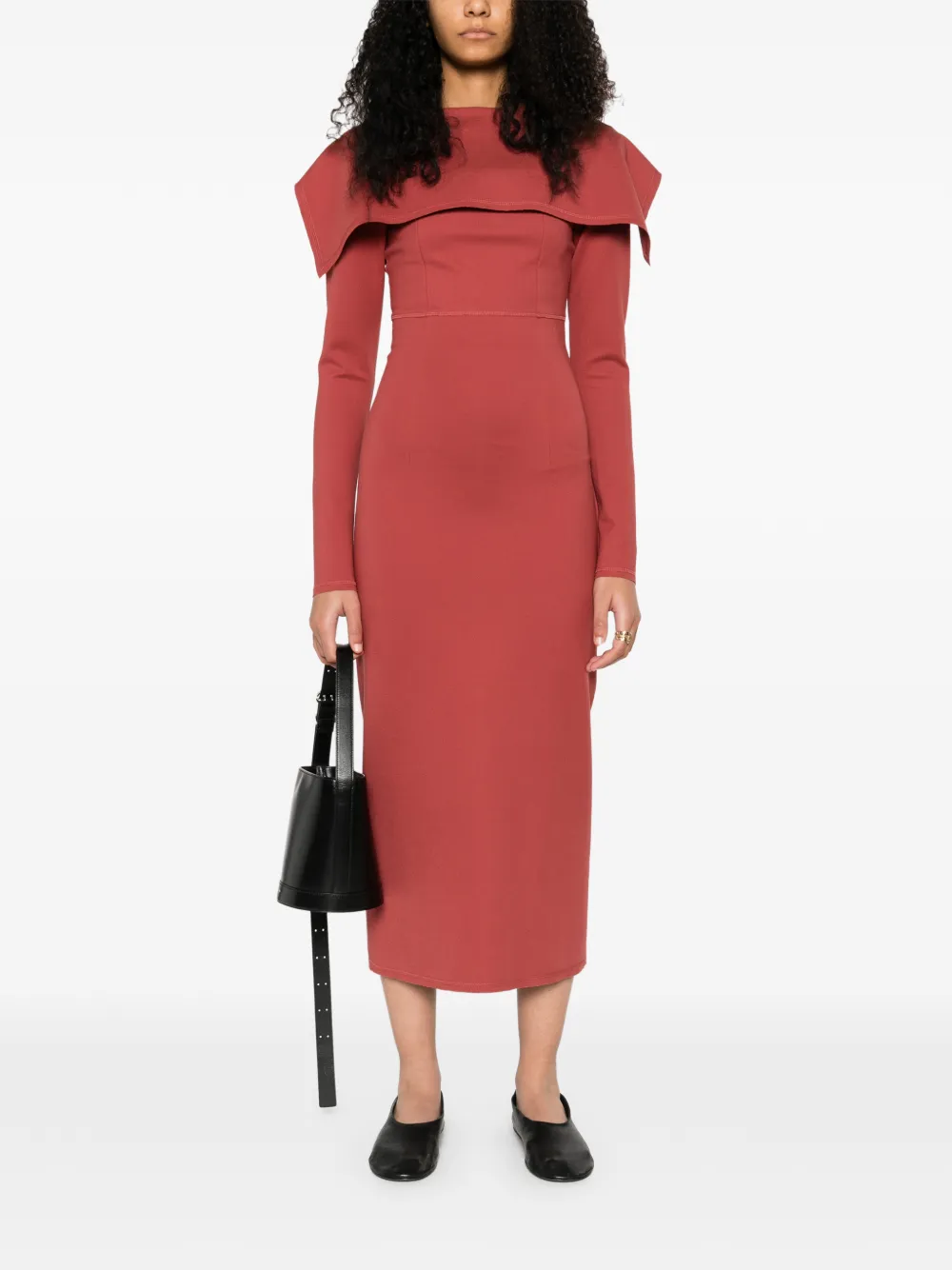 A.M.G. seam-detail midi dress - Rood