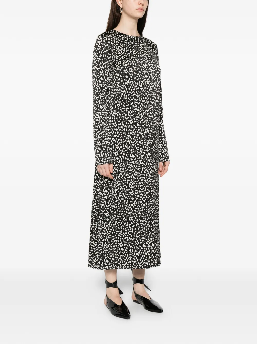  A.m.g. Vestido Midi Estampado - Negro 