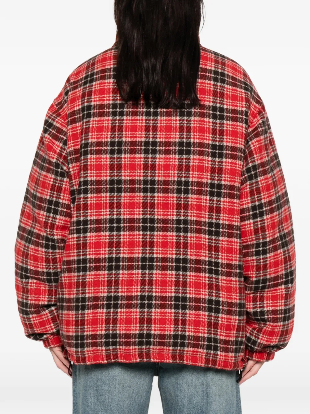 Miu Geruit jack met rits Rood