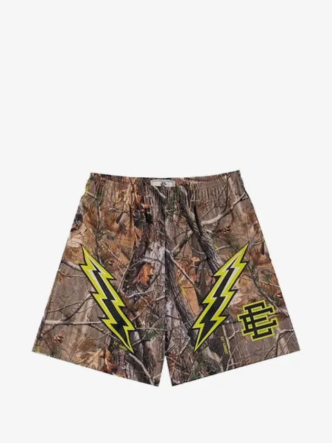 ERIC EMANUEL EE basic tree-camo lightning-bolt print shorts