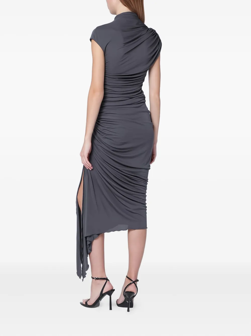  Francesco Murano Draped Midi Dress - Grey 