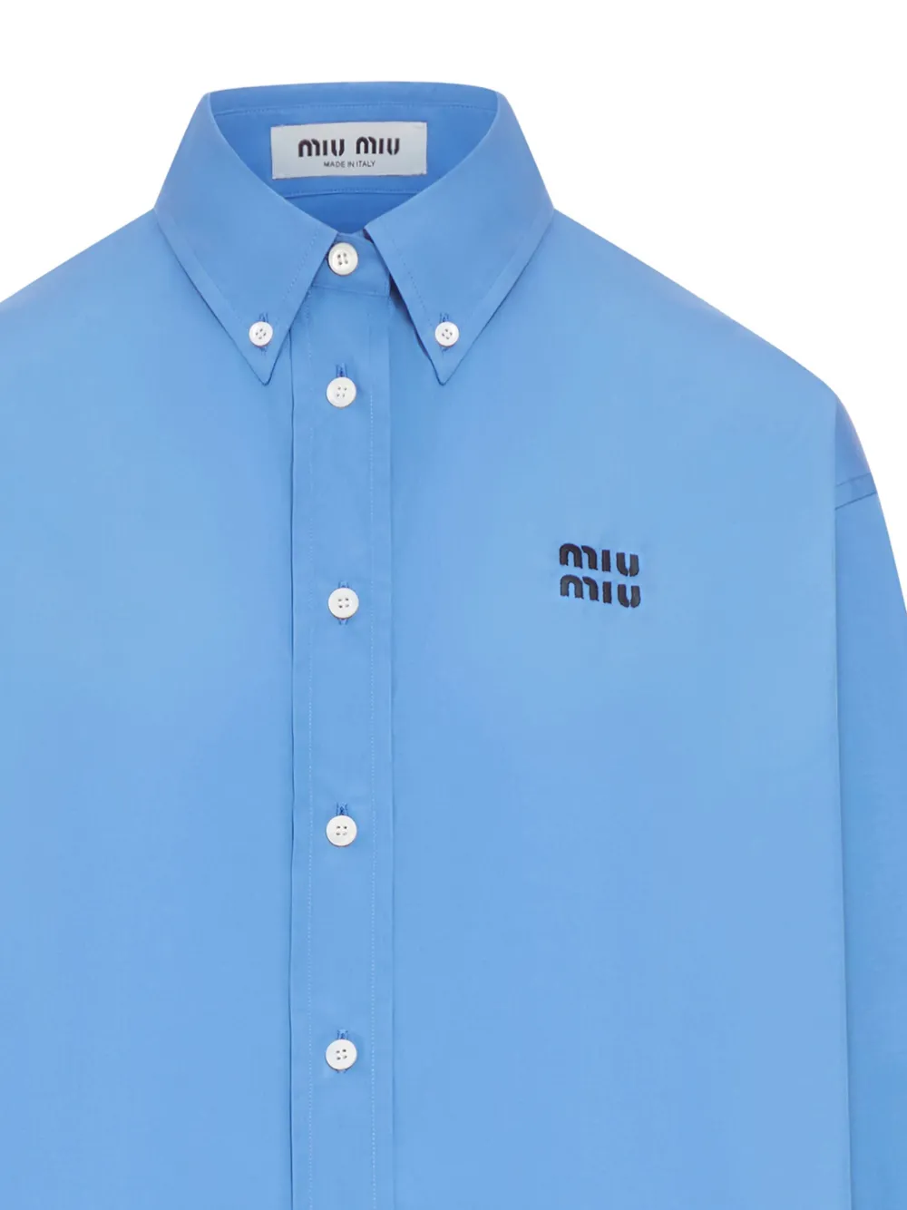 Miu Miu Blouse met geborduurd logo - Blauw