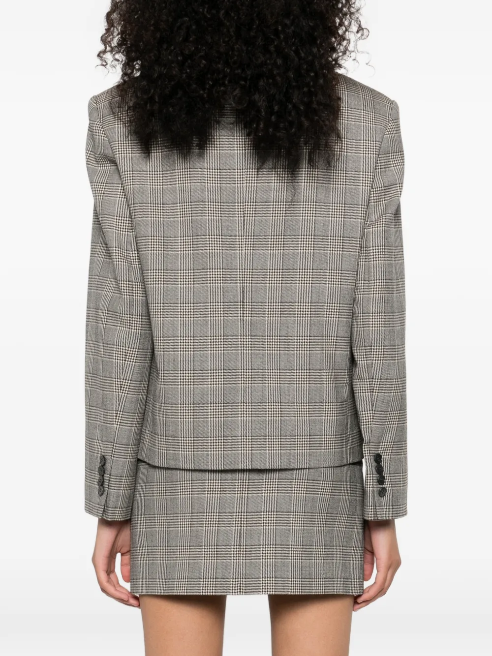 Check-Pattern Button-Fastening Jacket
