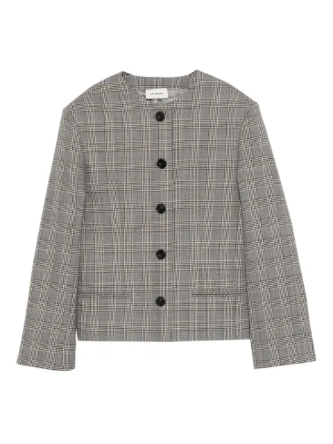 A.M.G. check-pattern button-fastening jacket