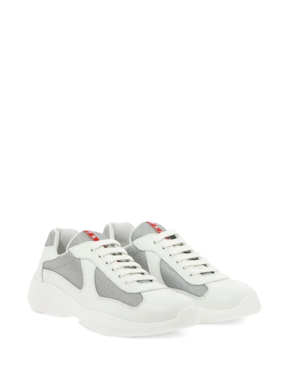 Prada America's Cup leren sneakers met mesh vlak Wit