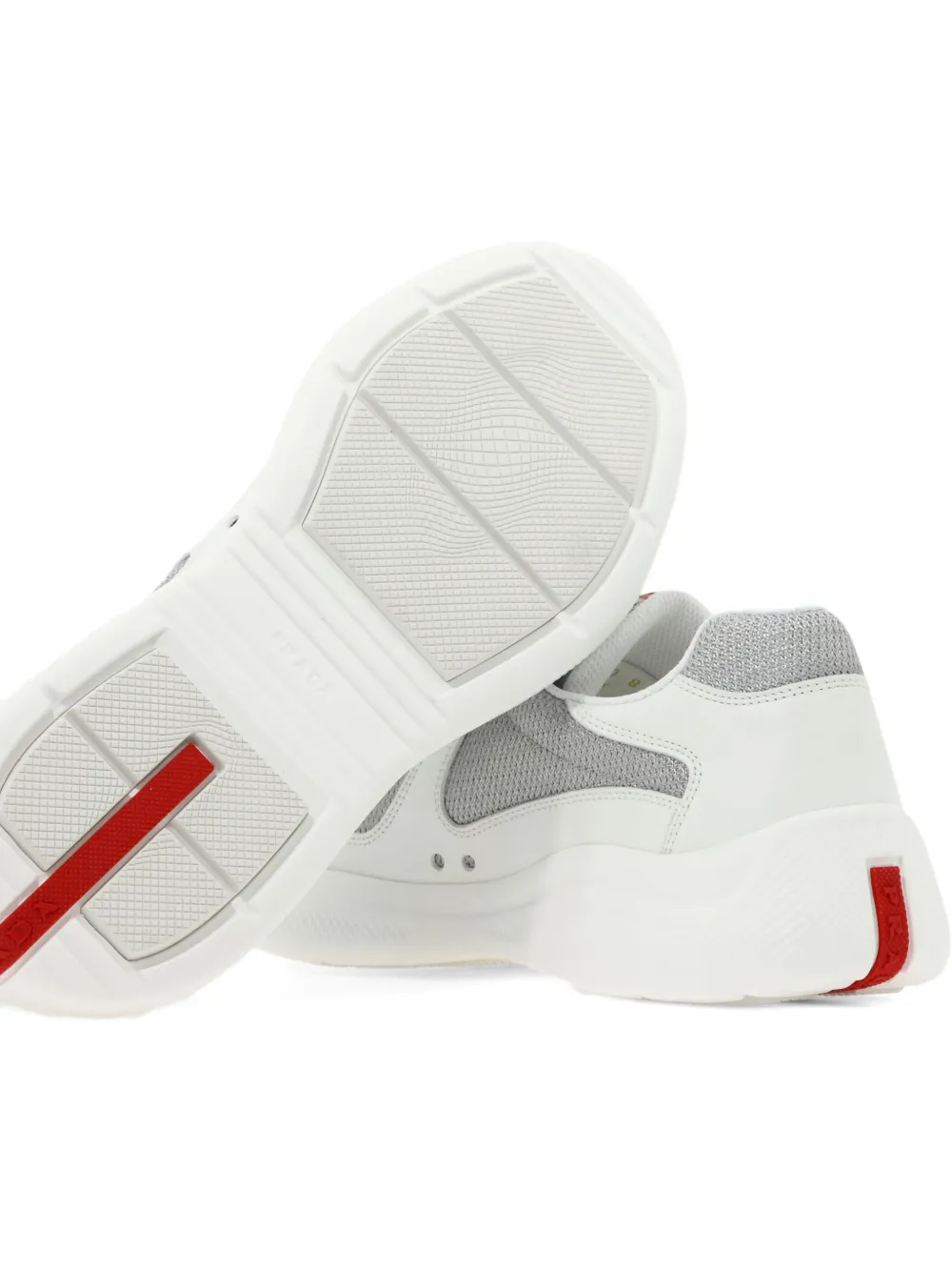 Prada America's Cup leren sneakers met mesh vlak Wit