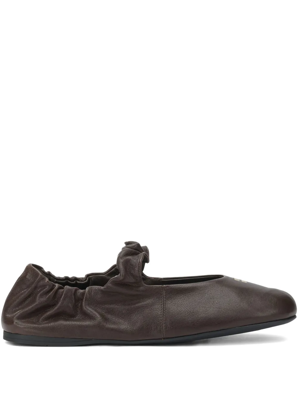 Miu Miu logo-stamp gathered ballet flats | Brown | Image 1