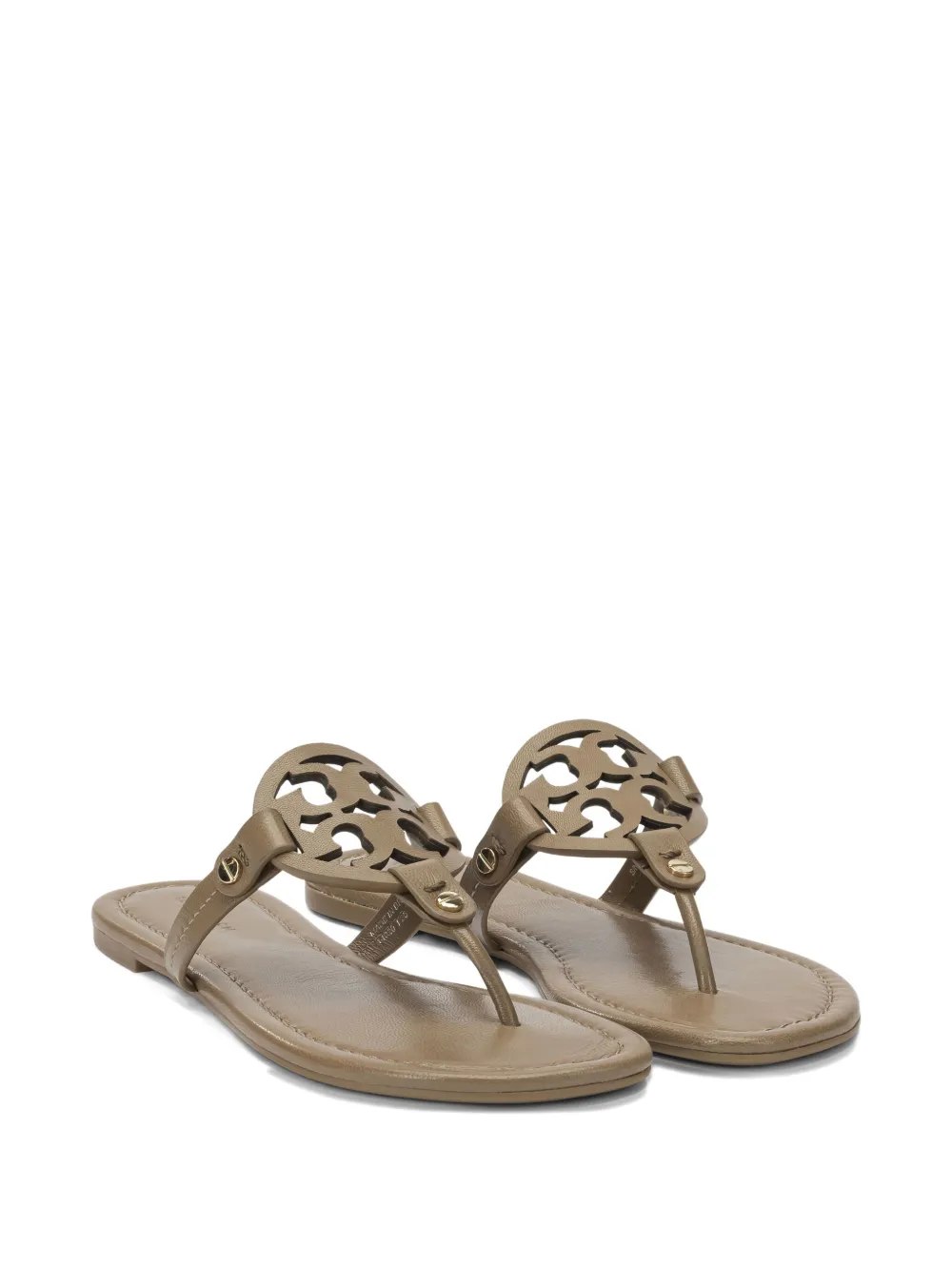 Tory Burch Miller platte leren sandalen met uitgesneden details Bruin