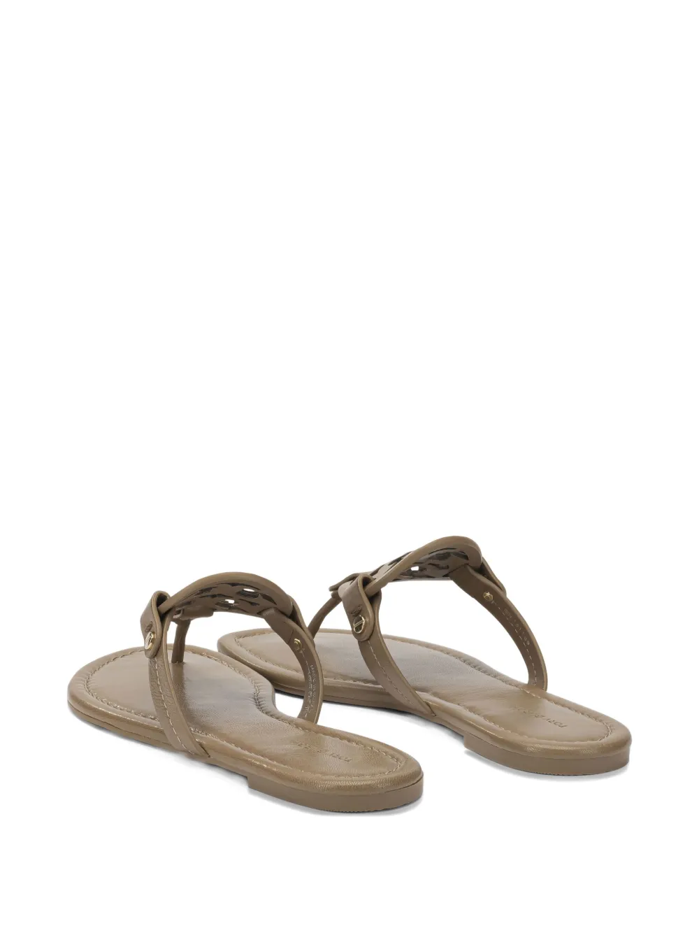 Tory Burch Miller platte leren sandalen met uitgesneden details Bruin