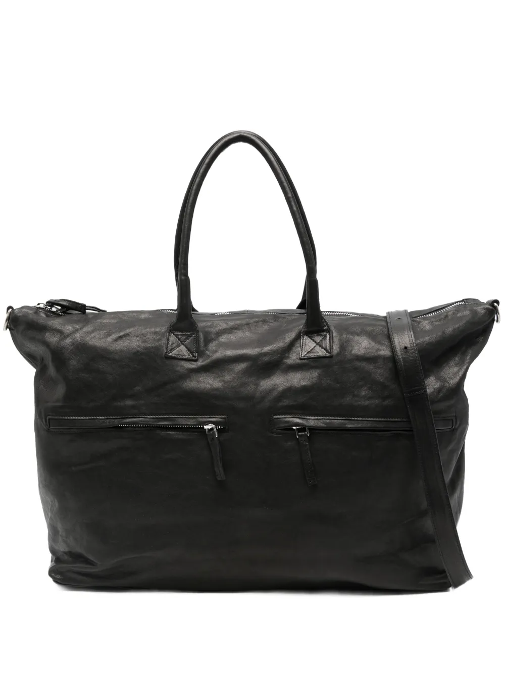 SOMMET zipped leather holdall - Nero
