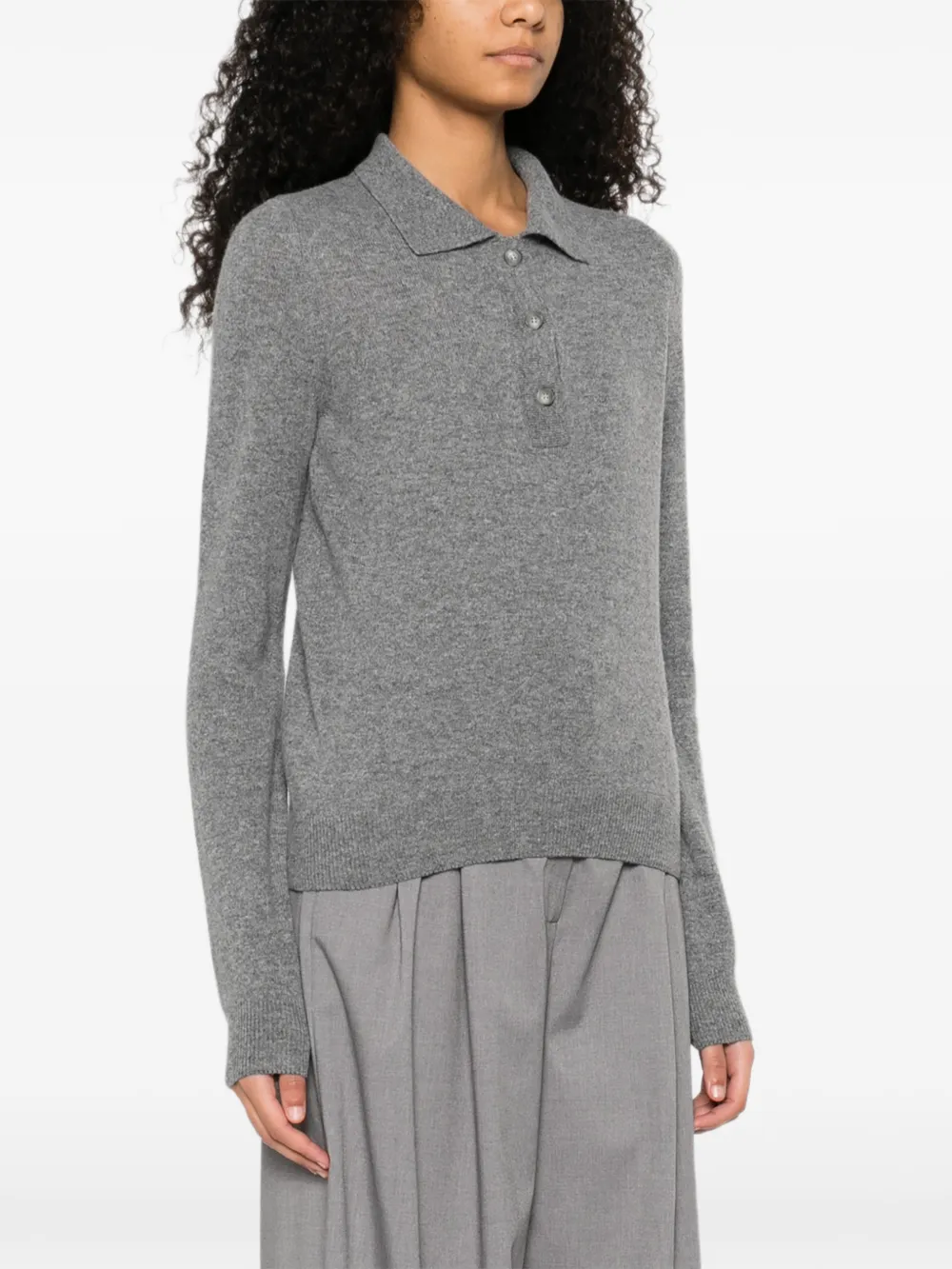  A.m.g. Wool Polo Top - Grey 