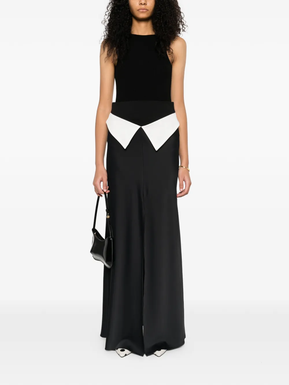 A.M.G. contrast-detail maxi skirt - Zwart