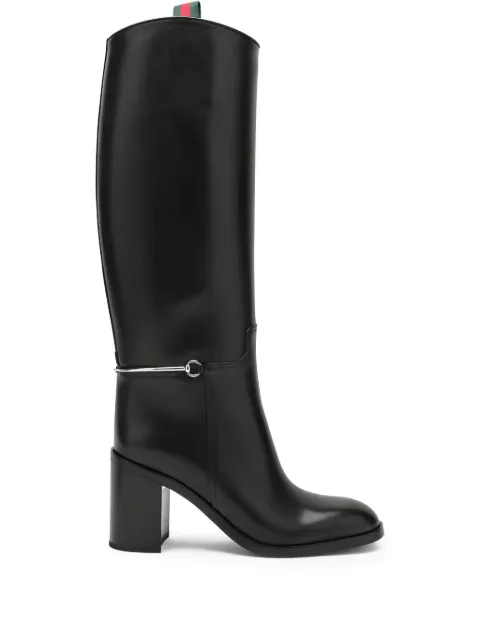 Gucci 85mm Horsebit-detail leather boots