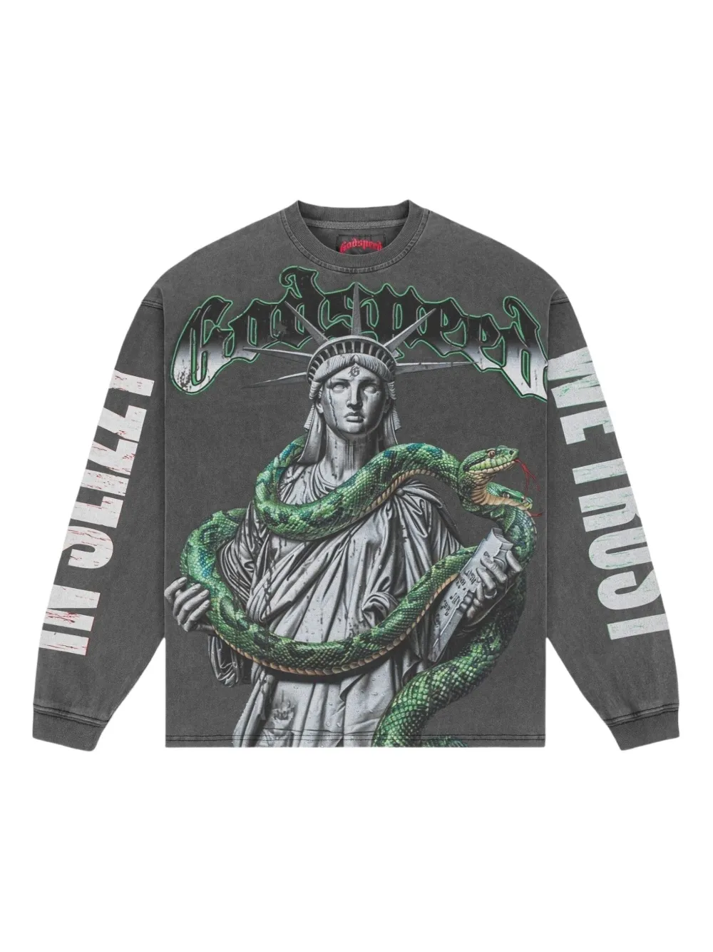 GODSPEED digital art long-sleeve sweatshirt | Grey | Image 1