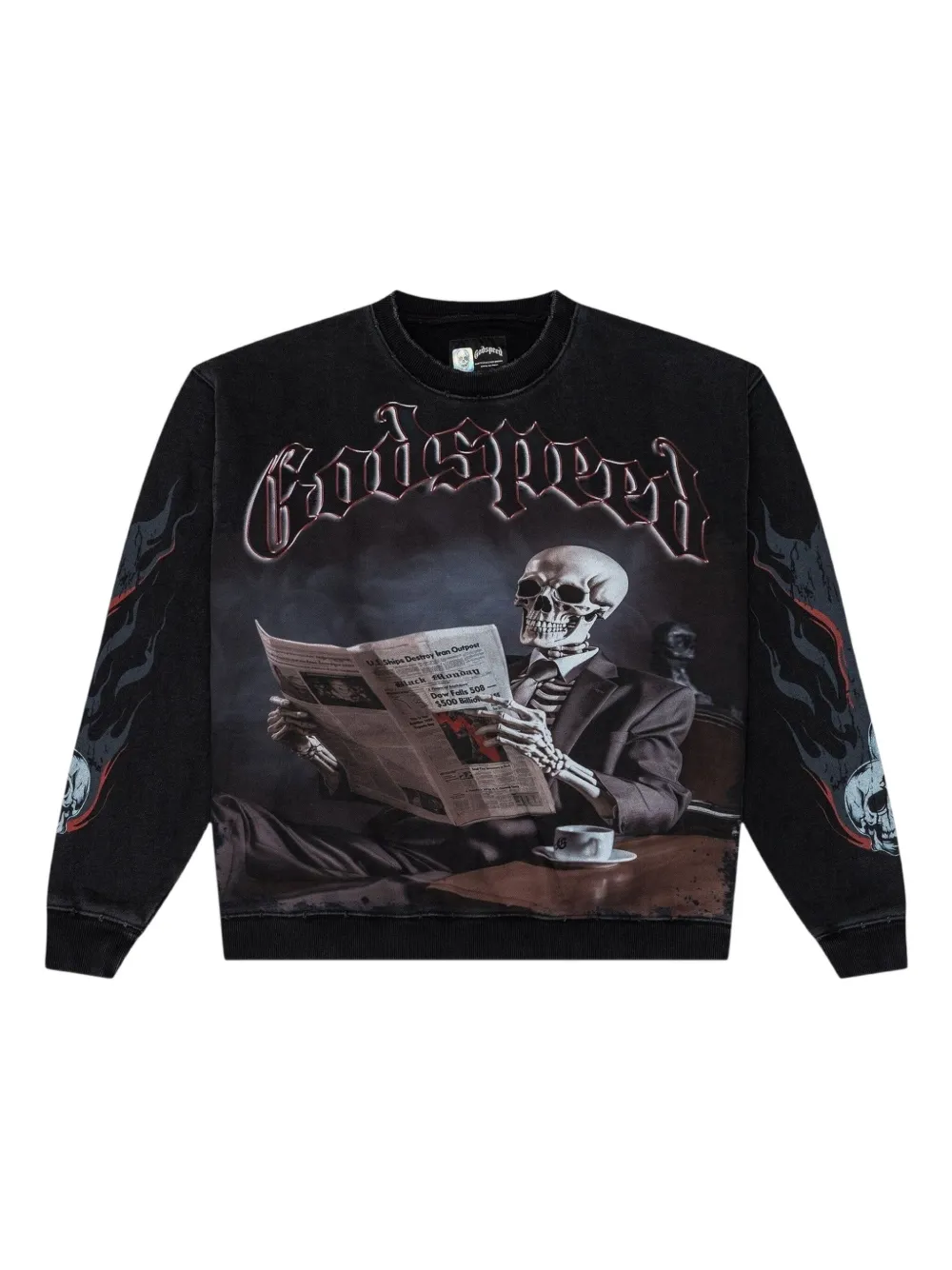 GODSPEED digital art crewneck sweatshirt | Black | Image 1
