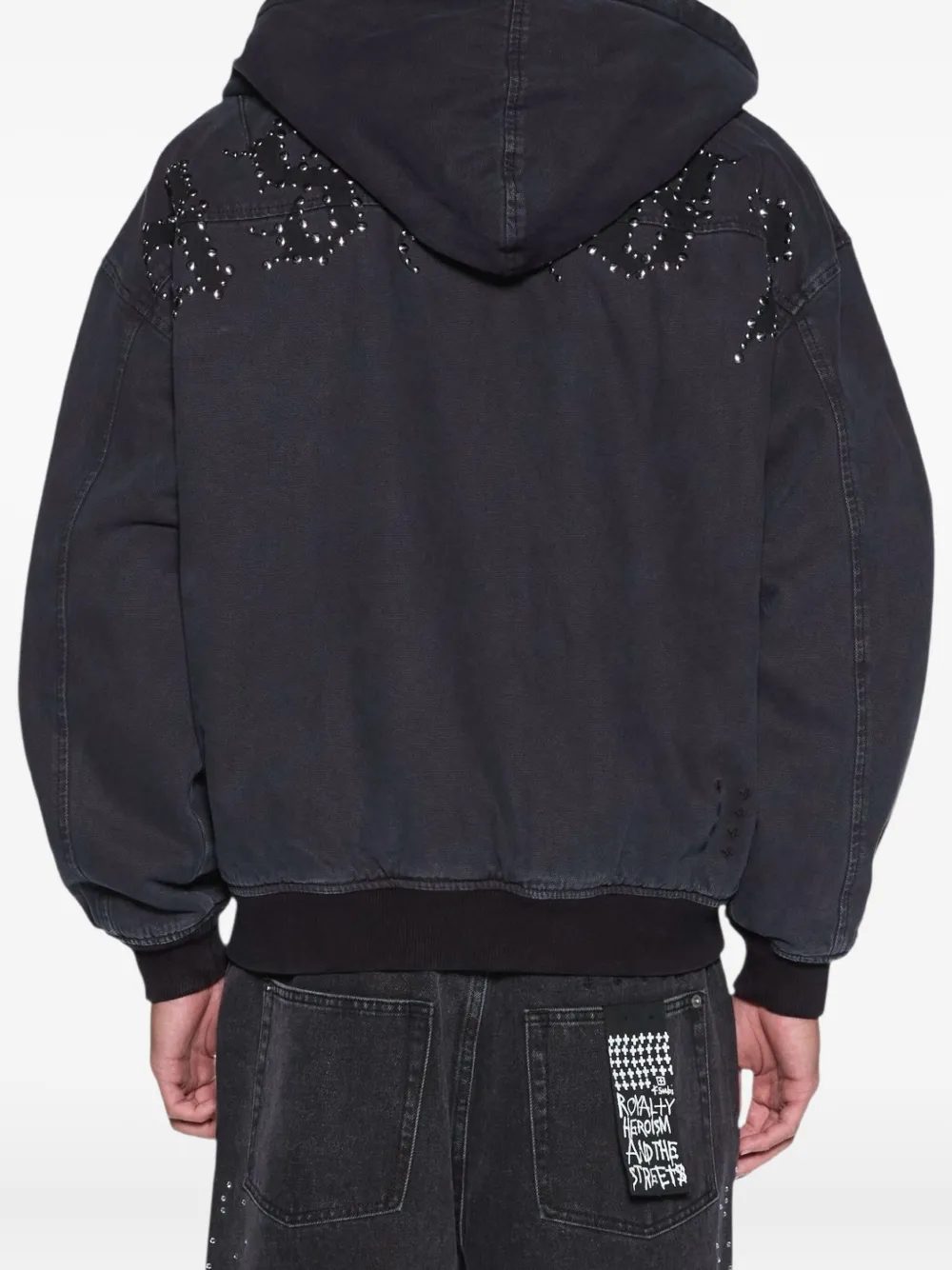 Ksubi Bomberjack met capuchon en studs Zwart