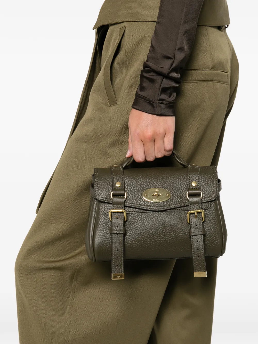 Mulberry Mini Alexa Leather Cross Body Bag In Green