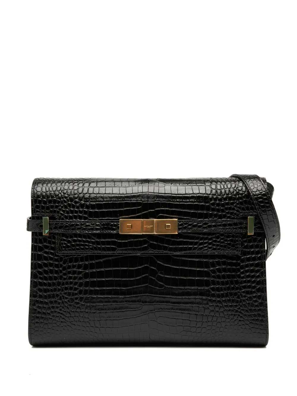 Saint Laurent Pre-Owned 2021 Medium Shiny Croc Embossed Manhattan shoulder bag | Black | Image 1
