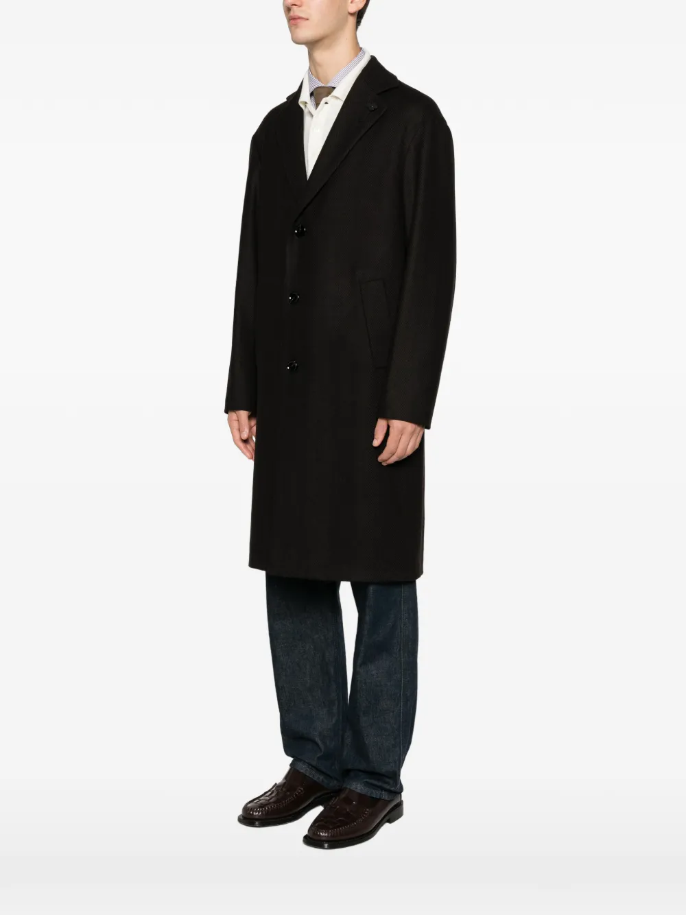 Lardini Single-breasted Coat In Black