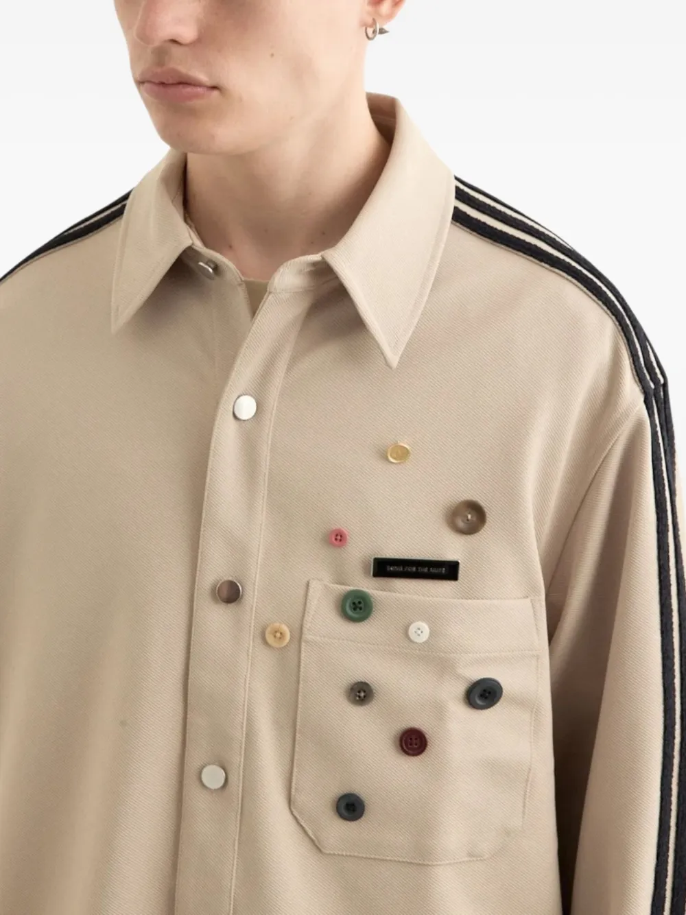 Song For The Mute Gestreept overhemd met knoop Beige
