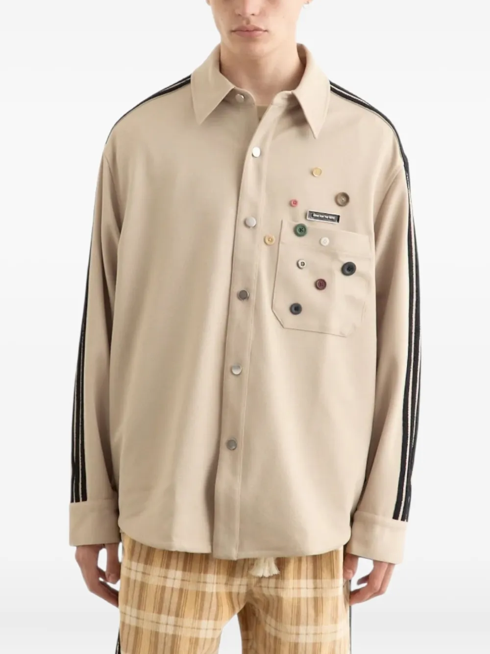 Song For The Mute Gestreept overhemd met knoop - Beige