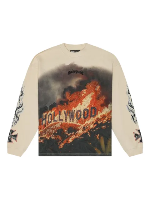 GODSPEED stone-embellished graphic long-sleeve sweater