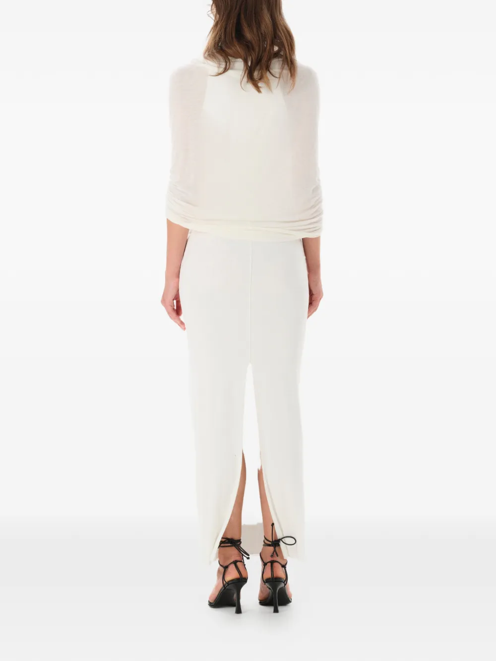 MANURÍ Kokon jurk met gedrapeerd detail Wit