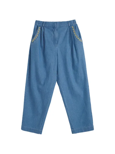 Chinti & Parker daisy-embroidered trousers