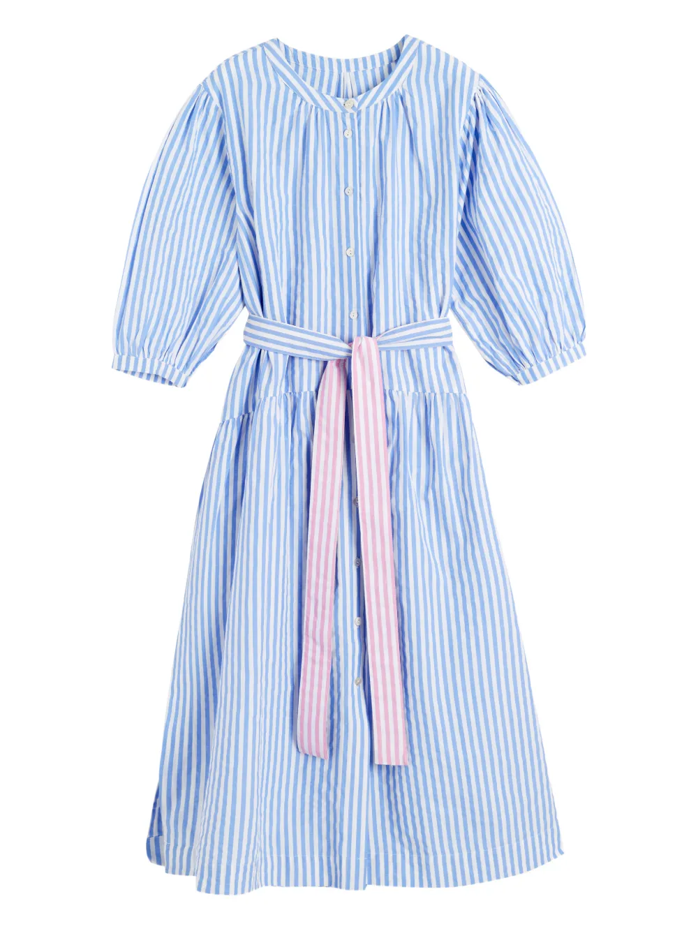 Chinti & Parker striped-pattern belted midi dress - Blue